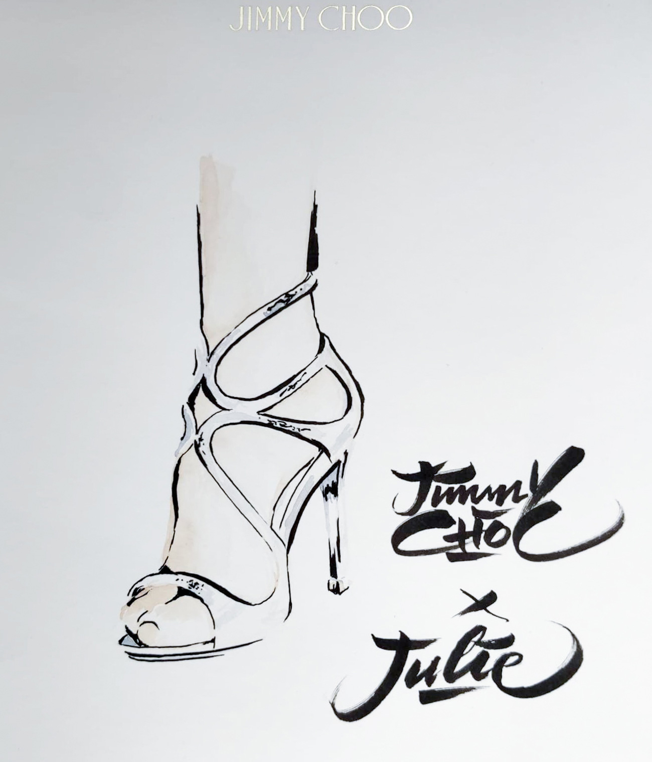 Watercolors art representing Jimmy Choo shoes